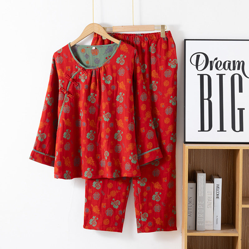 Crimson Harmony Cotton Nightwear Set