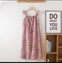 Blush Floral Cotton Night Dress – Soft & Comfortable Sleepwear