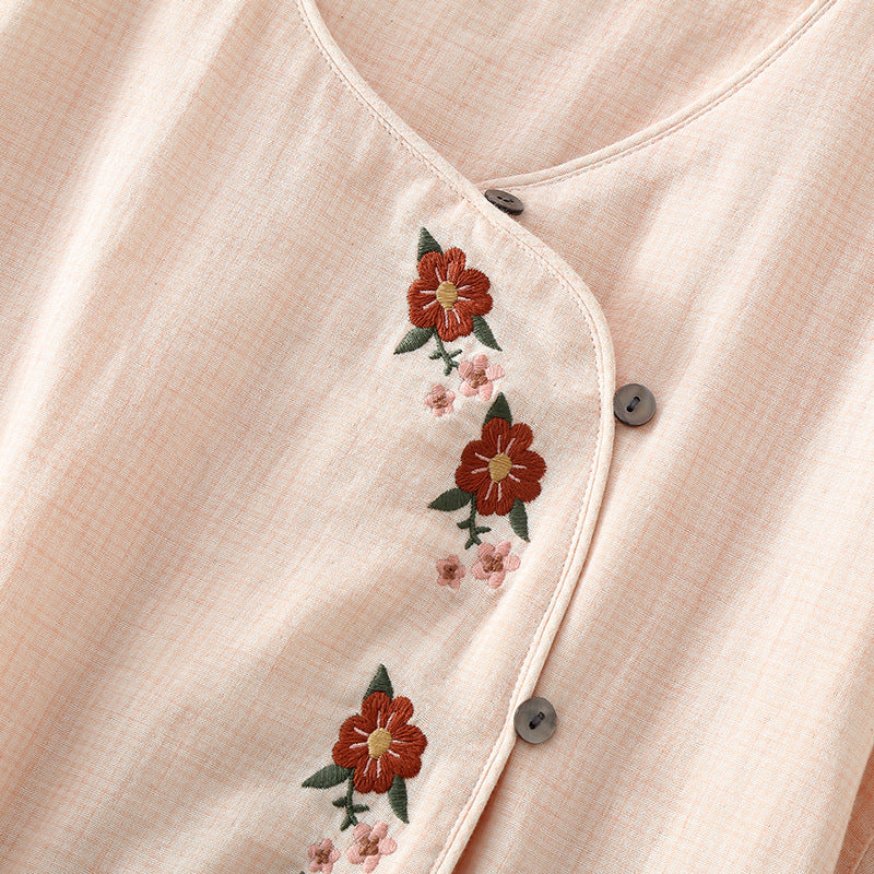 Peach Blossom Wrap Cotton Nightwear Set