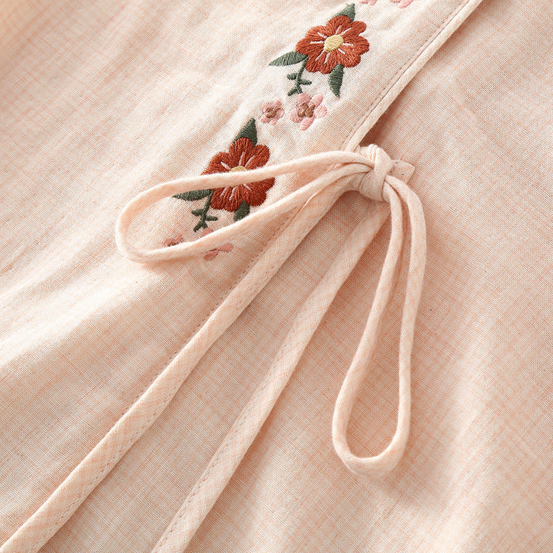 Peach Blossom Wrap Cotton Nightwear Set
