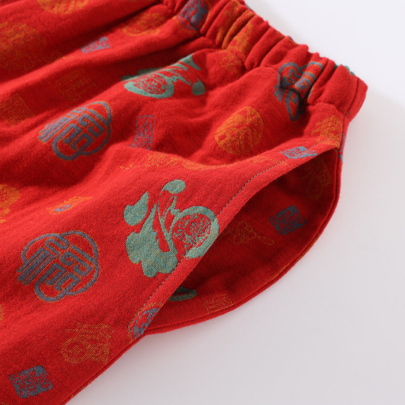 Crimson Harmony Cotton Nightwear Set