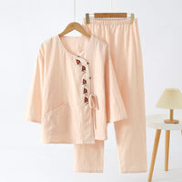 Peach Blossom Wrap Cotton Nightwear Set
