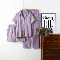 Lilac Palm Breeze Cotton Nightwear Set- 3pc Set
