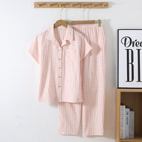 Peach Gingham Cotton Nightwear Set