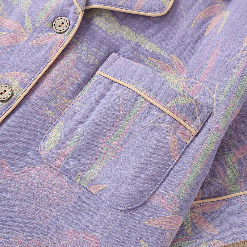 Lilac Palm Breeze Cotton Nightwear Set- 3pc Set