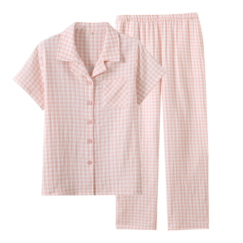 Peach Gingham Cotton Nightwear Set