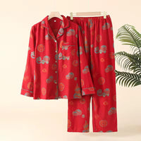 Crimson Calm Cotton Nightwear Set
