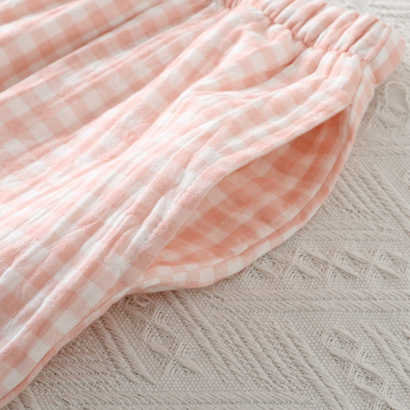 Peach Gingham Cotton Nightwear Set
