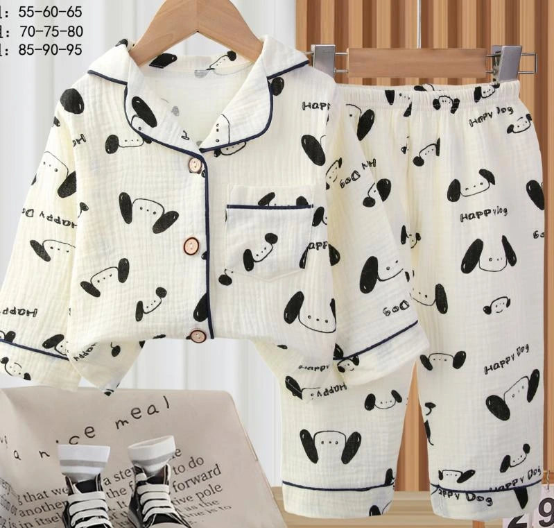 Happy Puppy Muslin Kids Night Suit