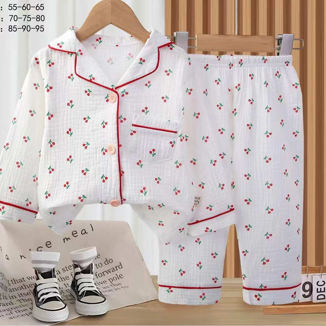 Cherry Dream Muslin Nightsuit Set 🍒